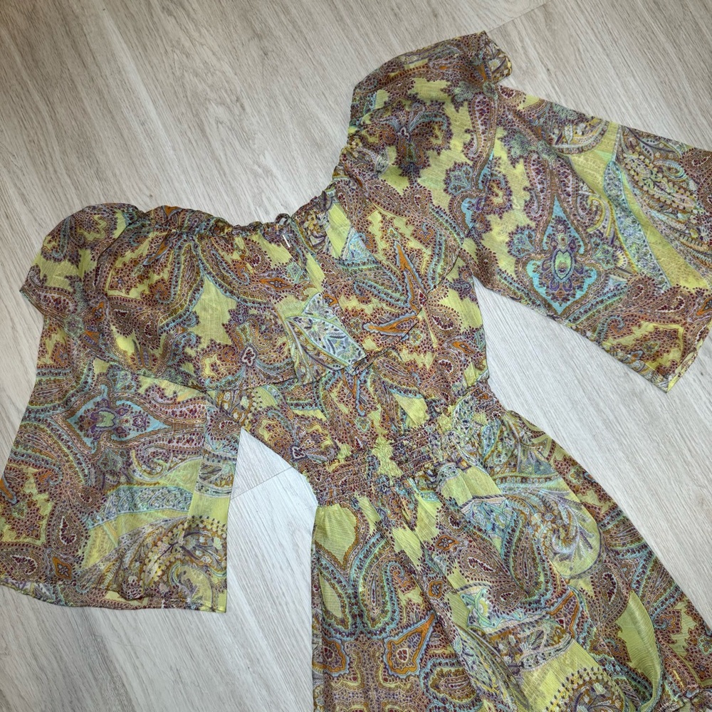 💛MISA Los Angeles💛Pamela Paisley Off Shoulder Long Sleeve Mini Dress - Picture 8 of 16